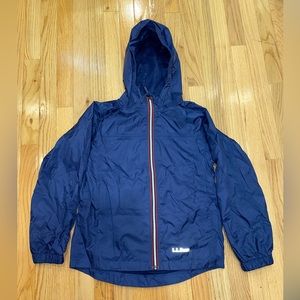 Boy's LL BEAN Size 10 Navy Blue Full-Zip Windbreaker Nylon Jacket ID: 23…